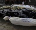 جثامين عالة المصري المتفحمة جراء القصف الإسرائيلي