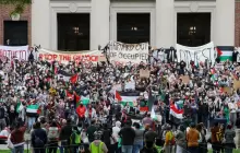 مظاهرة منددة بالعدوان الإسرائيلي على غزة في جامعة هارفارد (أرشيف)