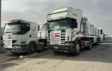 شاحنات مساعدات إنسانية تابعة للهلال الأحمر المصري (أرشيف)