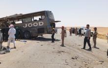 الحادث المروري الذي وقع على الطريق الواصل بين دمشق وير الزور.