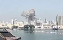 لحظة انفجار صاروخ إيراني في قاعدة أمريكية في البحرين (الفرنسية)