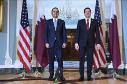 رئيس الوزراء وزير خارجية قطر محمد آل ثاني، ووزير الخارجية الأمريكي، ماركو روبيو