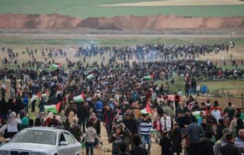 صورة تظهر حجم المشاركة الكبير في مسيرات العودة شرق غزة  (أرشيف)