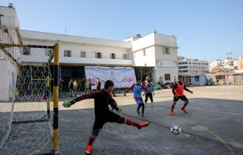 جانب من تدريبات فريق الأيتام الغزي