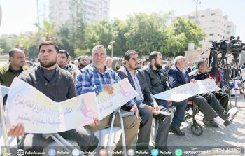 جانب من الفعالية في ساحة الجندي المجهول بغزة أمس 