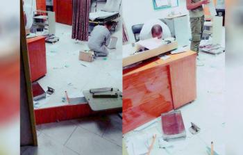 آثار الاعتداء على مستشفى الرازي في مدينة جنين 