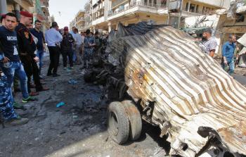 جانب من التفجير في بغداد اليوم (أ ف ب)