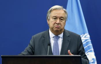 أنطونيو جوتيريس في رام الله أمس (أ ف ب)