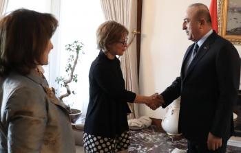  وزير خارجية تركيا مع المقررة الأممية أنييس كالامار في أنقرة   (الأناضول)