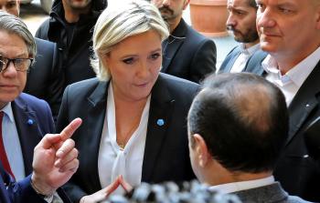 مرشحة اليمين للرئاسة الفرنسية مارين لوبن في بيروت (أ ف ب)