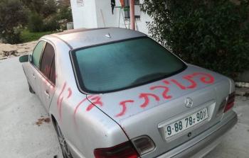 مستوطنين قاموا بإعطاب إطارات عدد من المركبات