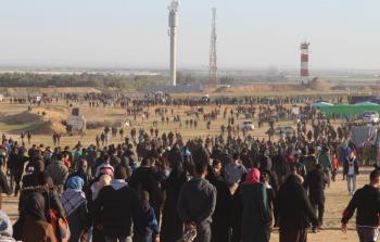 جانب من مشاركة الفلسطينيين في مخيم العودة شرق رفح