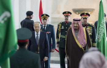 جانب من مراسم استقبال عون في السعودية  - الأناضول