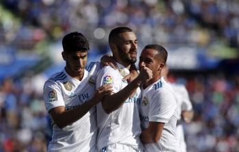 ريال مدريد خلال مباراته مع خيتافي أمس (أ ف ب)