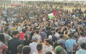 جانب من مشاركة السنوار بمسيرات العودة شرق رفح أمس