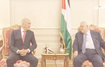 جانب من لقاء عباس وأولمرت بثه تلفزيون فلسطين