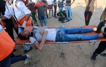 جانب من مسيرة العودة الكبرى أمس (الأناضول)