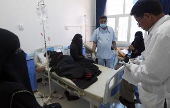 جانب من انتشار الكوليرا في اليمن (أ ف ب)
