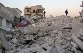 مبنى مدمر جراء قصف قوات النظام السوري (أ ف ب)