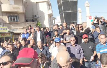 جانب من التظاهرة إحياءً لذكرى مجزرة كفر قاسم أمس
