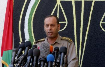 جانب من مؤتمر القضاء العسكري أمس للنطق بالحكم على قتلة الشهيد مازن فقها - تصوير / رمضان الأغا