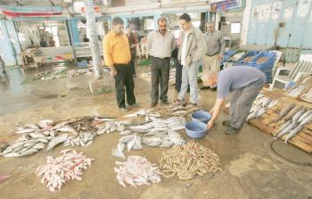 إقبال ضعيف على شراء الأسماك نتيجة الأوضاع الاقتصادية الصعبة التي يمر بها القطاع (أرشيف)
