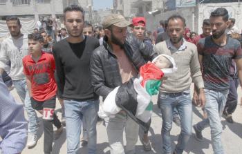 جانب من تشييع جثمان الطفلة ليلى الغندور في غزة أمس (تصوير / علاء شمالي)