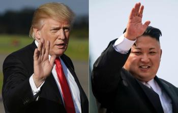 الرئيس الكوري الشمالي (يميناً) والرئيس الأمريكي (يساراً) (أ ف ب)