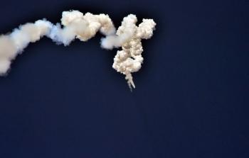 جانب من إطلاق الصاروخ الباليستي الكوري الشمالي الأسبوع الماضي (أ ف ب)