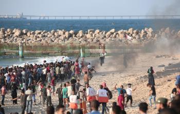 جانب من المسير البحري التاسع شمال غزة (محمود أبو حصيرة)