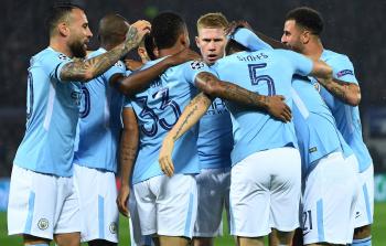 مانشستر سيتي خلال مباراة سابقة له (أ ف ب) 