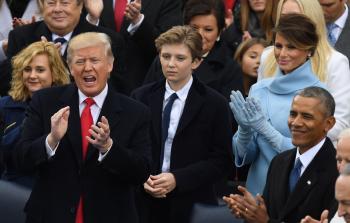 ترامب بعد أدائه اليمين الدستورية (أ ف ب)