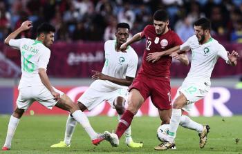 صورة من مباراة قطر والسعودية