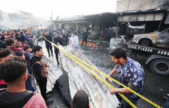 جانب من حريق النصيرات الخميس الماضي (تصوير / محمود أبو حصيرة)