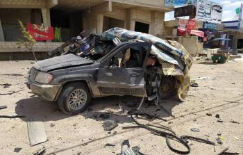 صورة السيارة المستهدفة على الحدود السورية اللبنانية