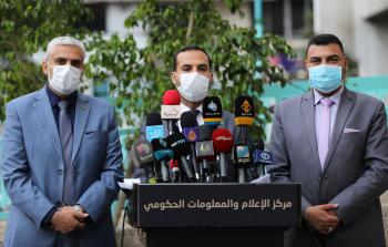 جانب من مؤتمر إيجاز مركز الإعلام والمعلومات الحكومي بغزة حول كورونا (تصوير: محمود أبو حصيرة)