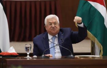 رئيس السلطة الفلسطينية عباس خلال كلمته المتعلقة بالتحلل من الاتفاقات الموقعة
