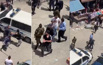 صور مدمجة لوقت اعتداء أجهزة أمن السلطة على أصحاب البسطات التجارية في الخليل