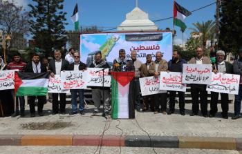 جانب من المؤتمر الشعبي الذي عقد في ساحة الجندي المجهول بغزة (تصوير محمود أبو حصيرة)
