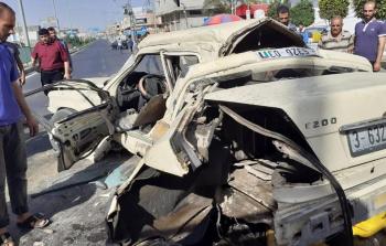 صورة لمكان حادث السير بمدينة خان يونس