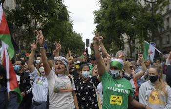 باريس.. جانب من المظاهرات المنددة بخطة الضم الإسرائيلية(الأناضول)