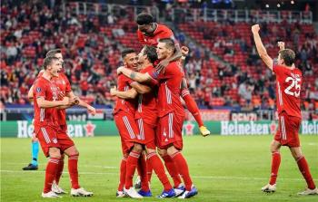 لحظة احتفال البايرن بالهدف الثاني في الوقت الممدد