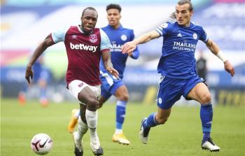 لقطة من مباراة وست هام وليستر سيتي