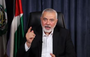 رئيس المكتب السياسي لحركة حماس إسماعيل هنية أثناء كلمته اليوم الجمعة
