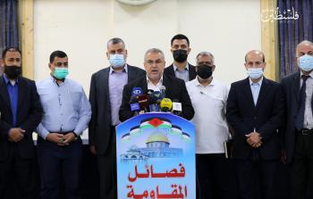 جانب من مؤتمر الفصائل (تصوير: ياسر قديح)