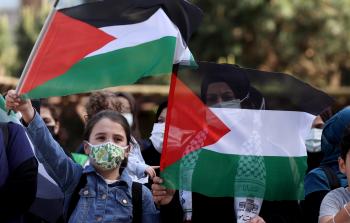 جانب من التظاهرة المنددة باعتداءات الاحتلال (الأناضول)