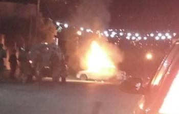 اشتعال النار في سيارة مستوطنين جنوب نابلس