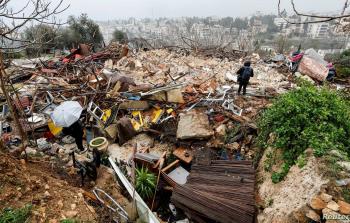 أطلال منزل عائلة صالحية الذي هدمه الاحتلال في حي الشيخ جراح بالقدس المحتلة