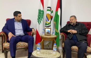 جانب من اللقاء بين العاروري والحسن