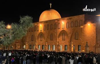 جانب من صلاة المواطنين في المسجد الأقصى المبارك اليوم الخميس